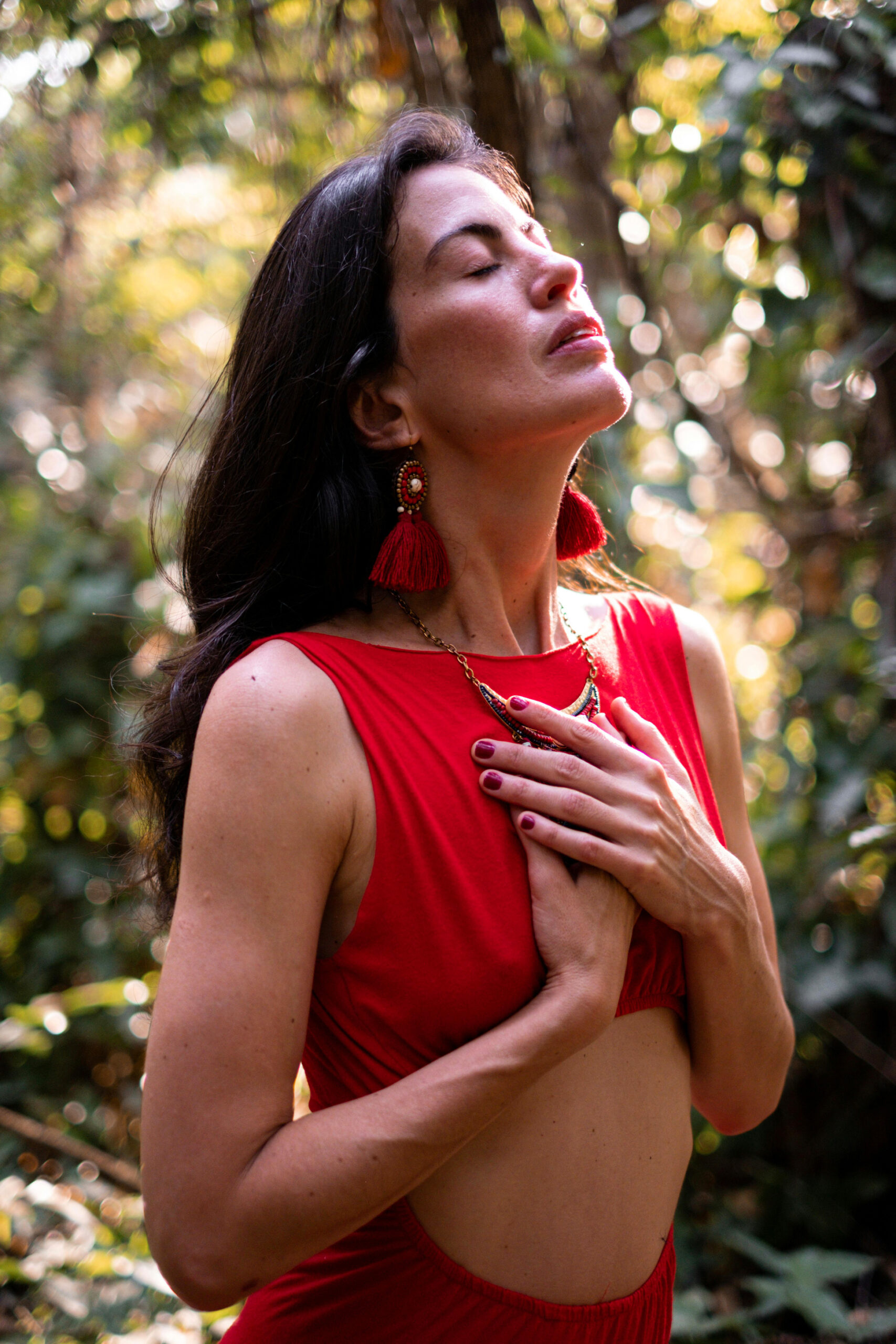 Woman doing an erotic breathing exercise