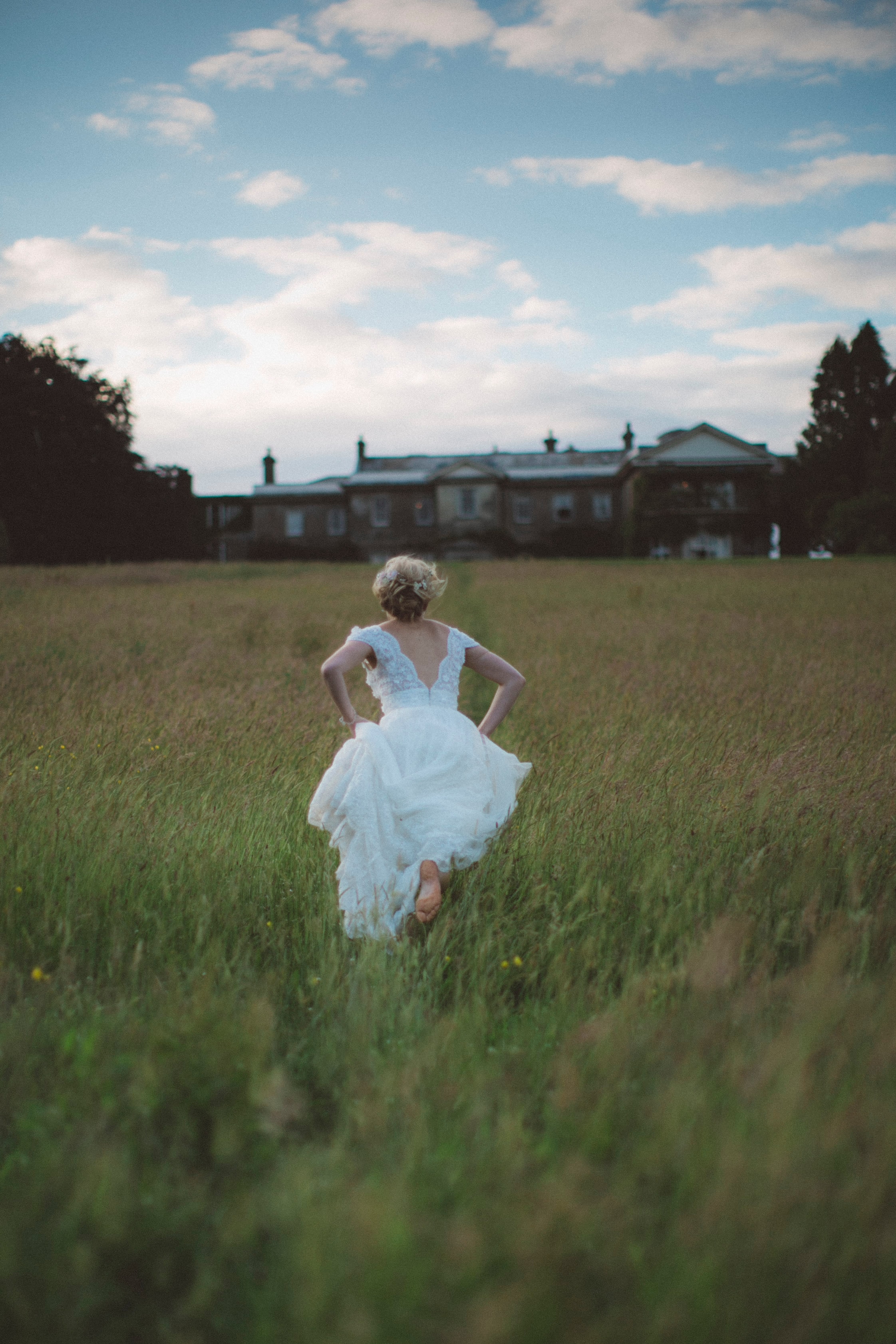 Girl running away