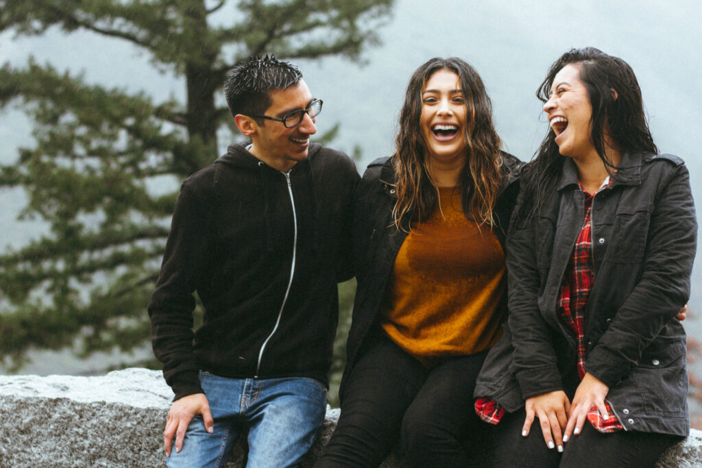 Two women and a man considering an open relationship or polyamory