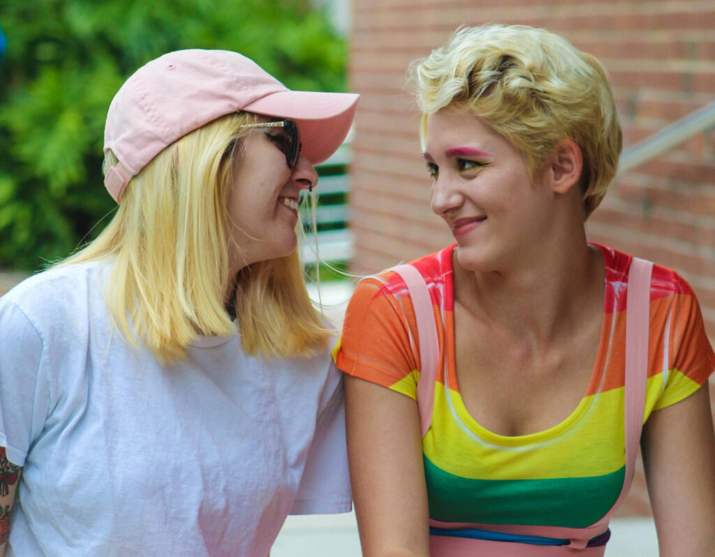 Cute lesbian girls on a first date