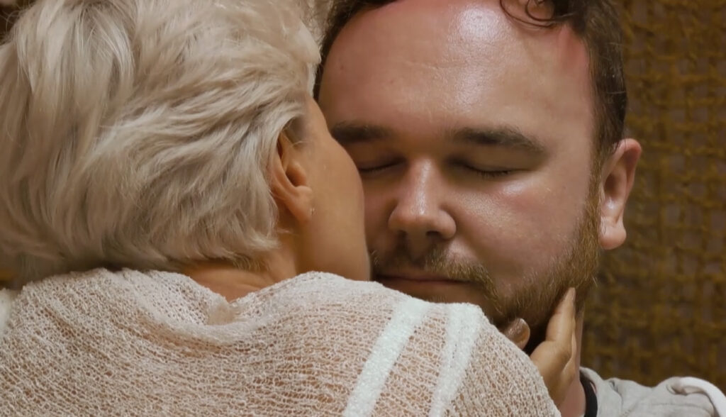 'Virgin Island' participant Zac getting his first experience with intimacy, facilitated by Dr Danielle Harel