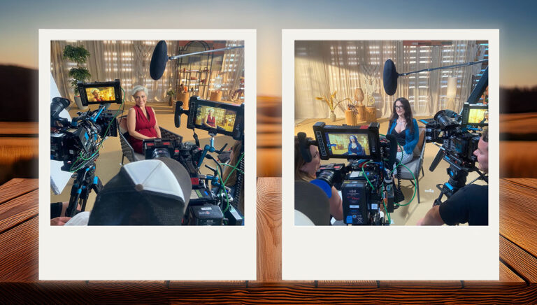 Celeste and Danielle on camera