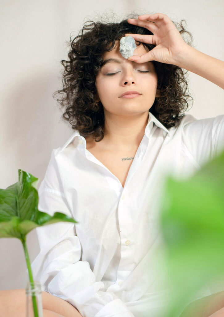 Woman doing an inner child visualization exercise
